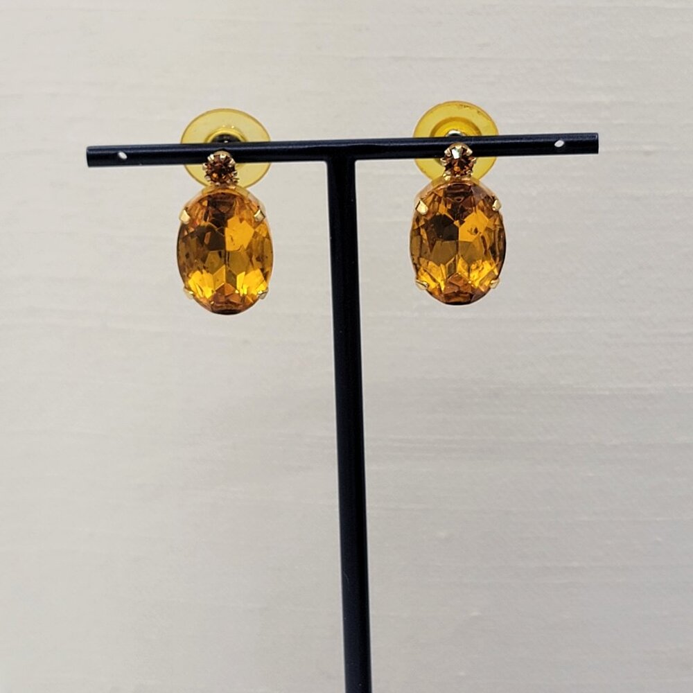 Large Topaz Amber Color 2 in 1 Earrings